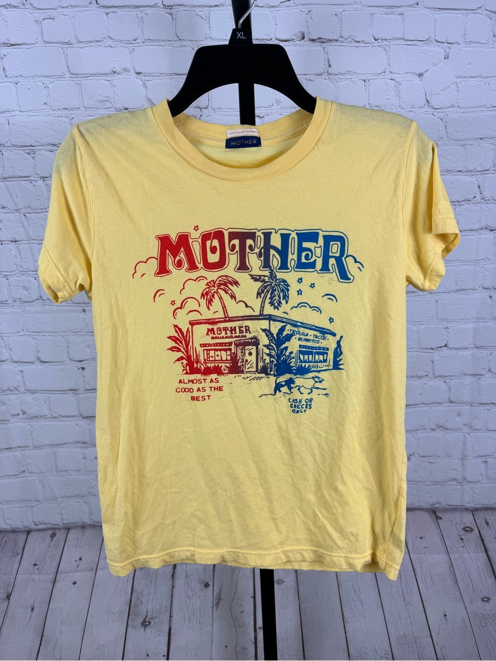 MOTHER The Boxy Goodie Goodie Graphic Tee Yellow Size XS